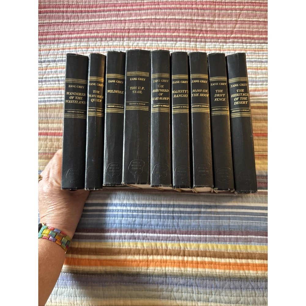 Lot of 9 Zane Grey Black Hardcovers Great Western Editions
